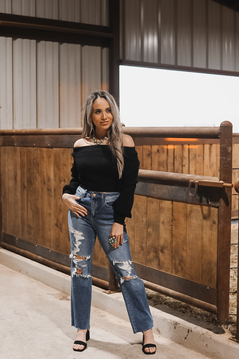 The Off Shoulder Sweater Top - small