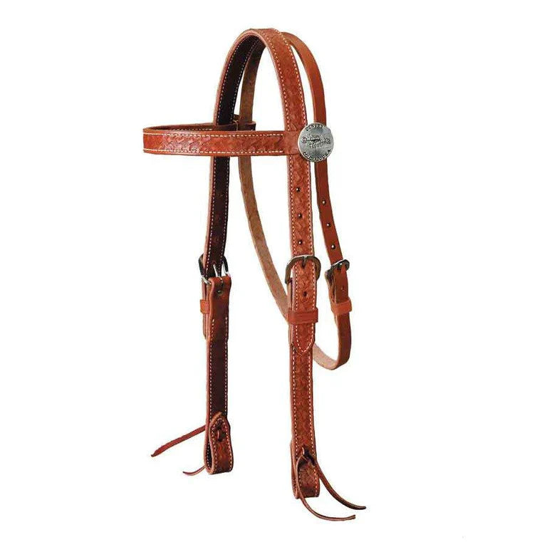 Mahogany Leather Basket Stamped Headstall
