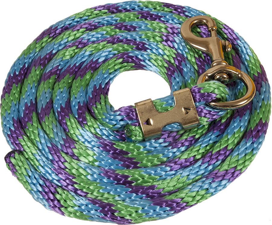 Poly Lead Rope 5/8"x 8 Bolt Snap - KellyGreen/Purple/Turq