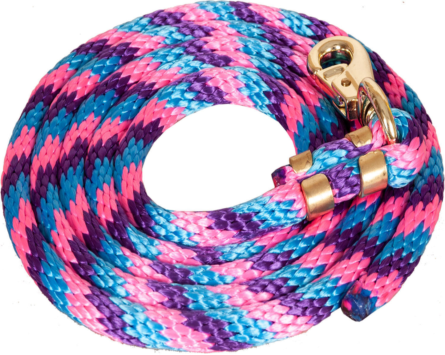 Poly Lead Rope 5/8"x 8 Bolt Snap - Turq/Hot Pink/ Purple