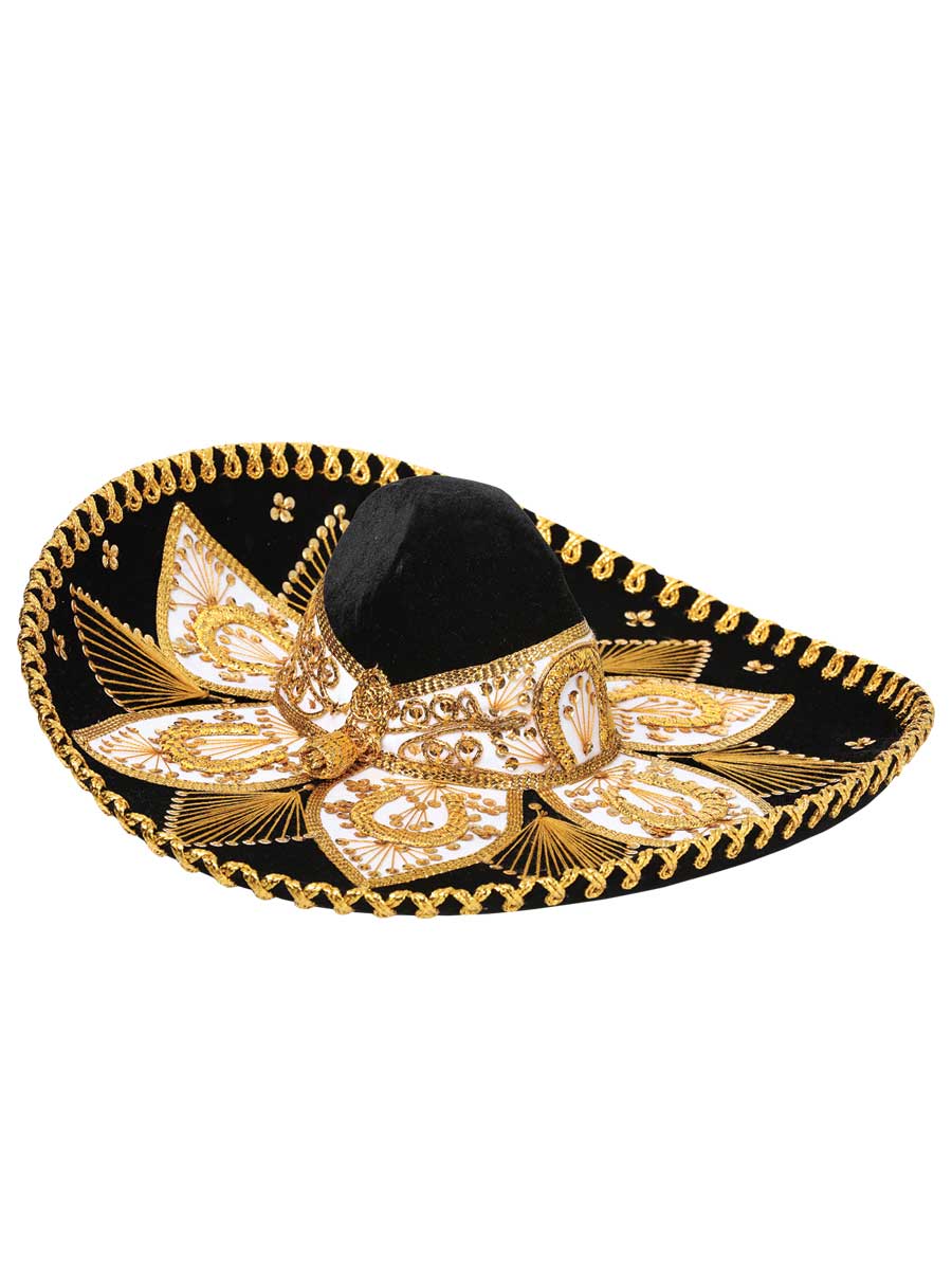 Mexican Charro Hat Velvet in Black/Gold