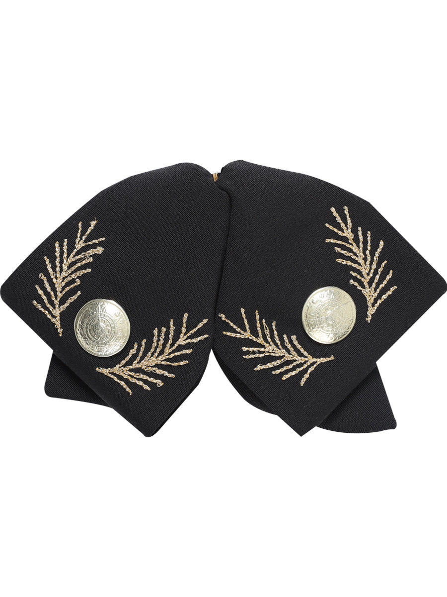 Artisanal Embroidered Charro Bow 100% Polyester Black/Gold 601107