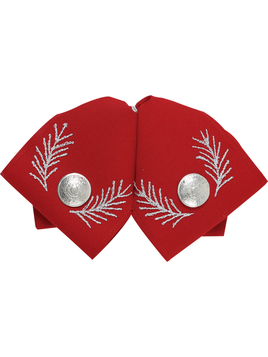 Artisanal Embroidered Charro Bow 100% Polyester Red/Silver 601109