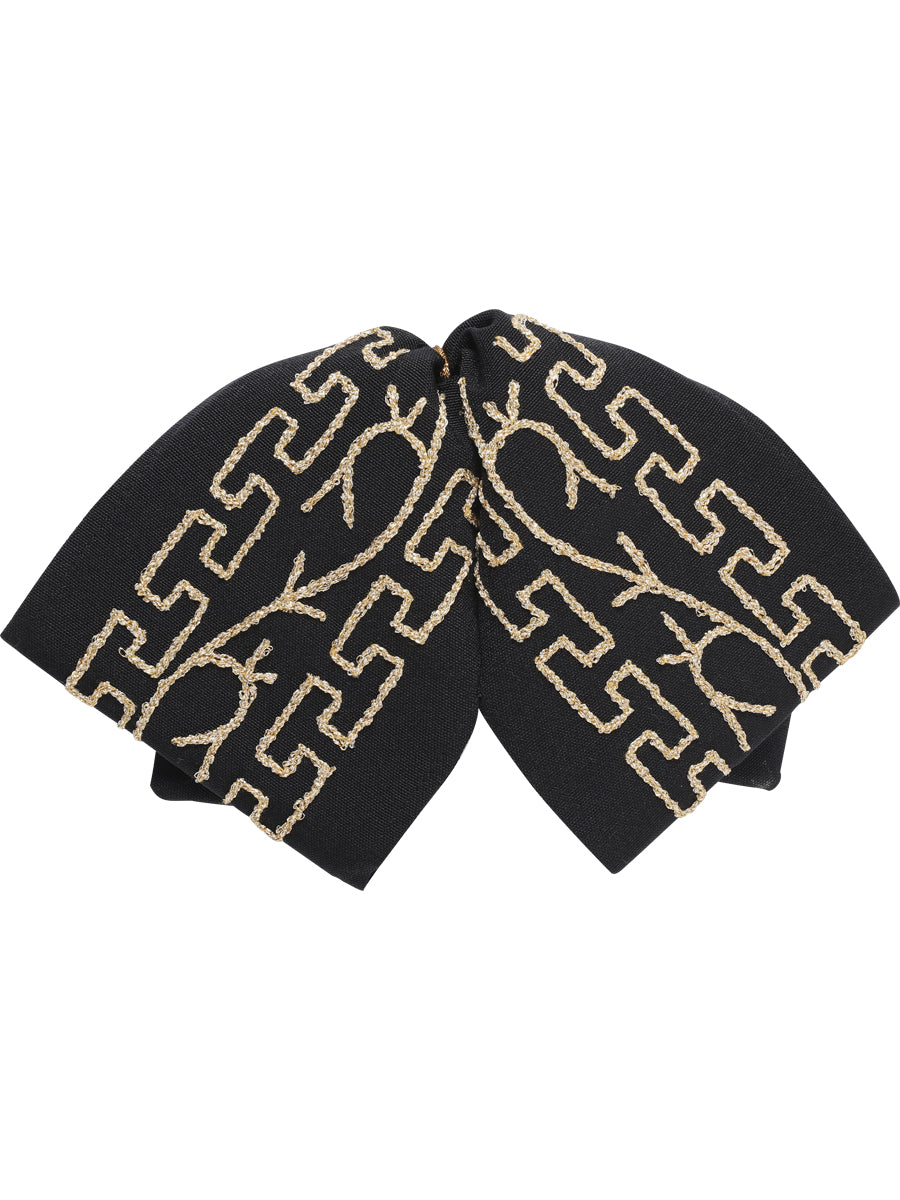 Artisanal Embroidered Charro Bow 100% Polyester Black/Gold 601111
