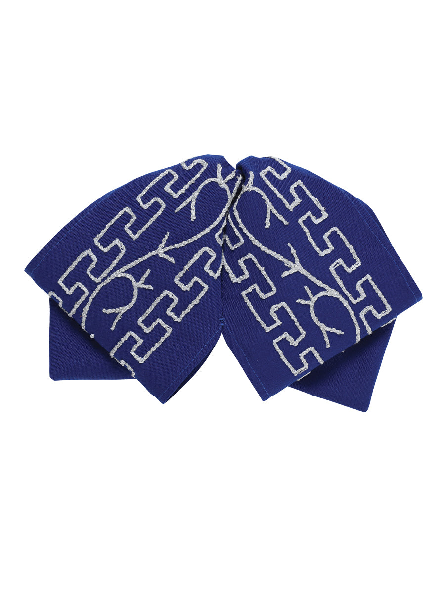 Artisanal Embroidered Charro Bow 100% Polyester Royal Blue/Silver 601115