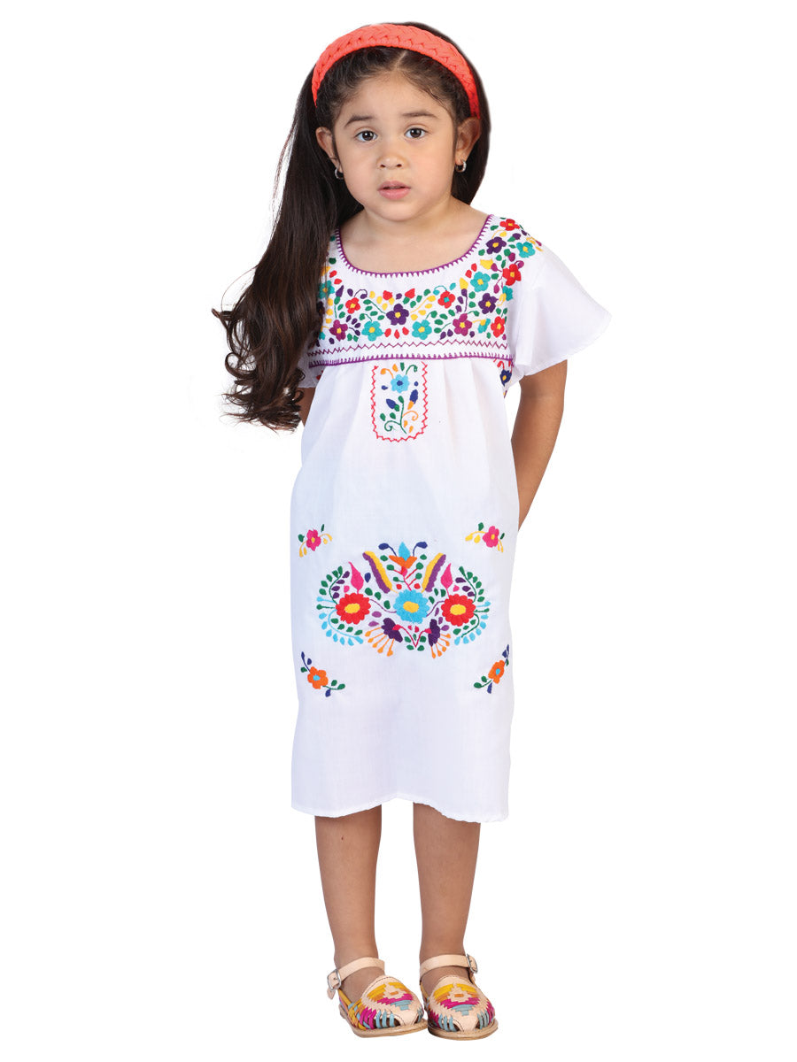 Artisanal Embroidered Dress 50% Cotton, 50% Polyester White 601626