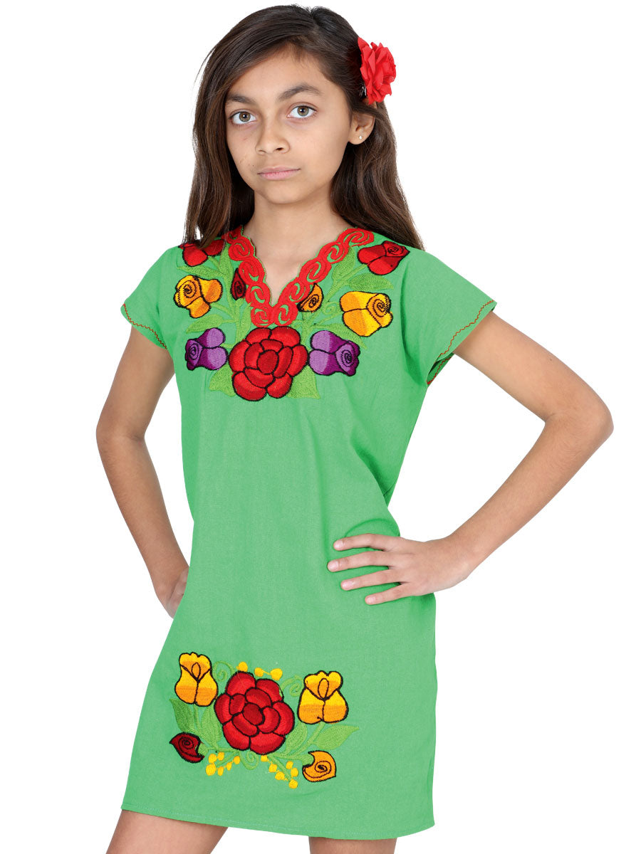 Mexican Girl's Dress 50% Cotton, 50% Polyester Green 601663