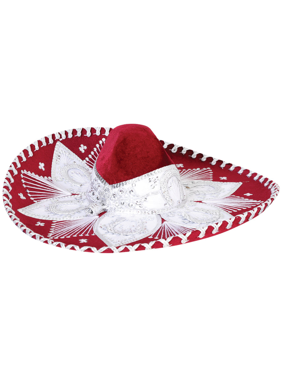 Mexican Charro Hat Velvet in Wine/Silver