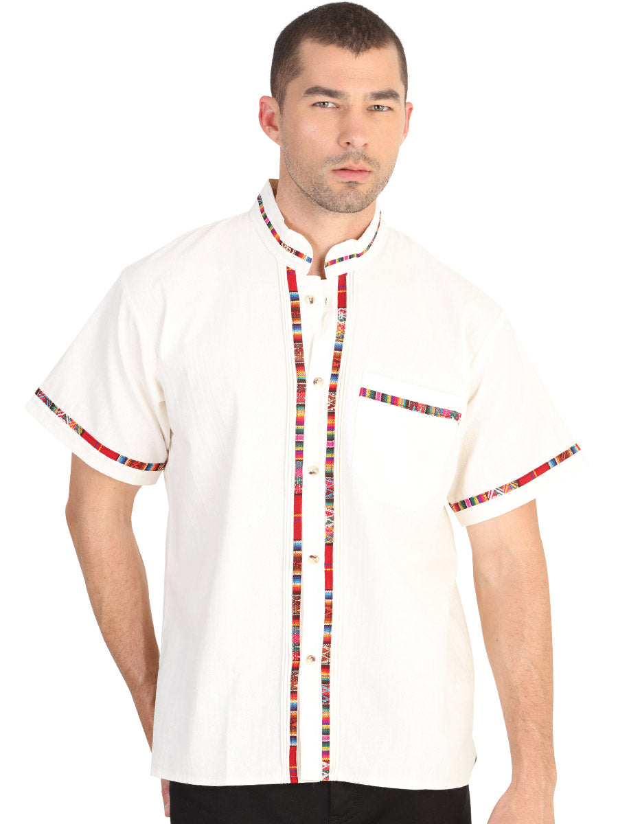 Mexican Guayabera Short Sleve Shirt for Men - 100% Cotton - Ivory 601819