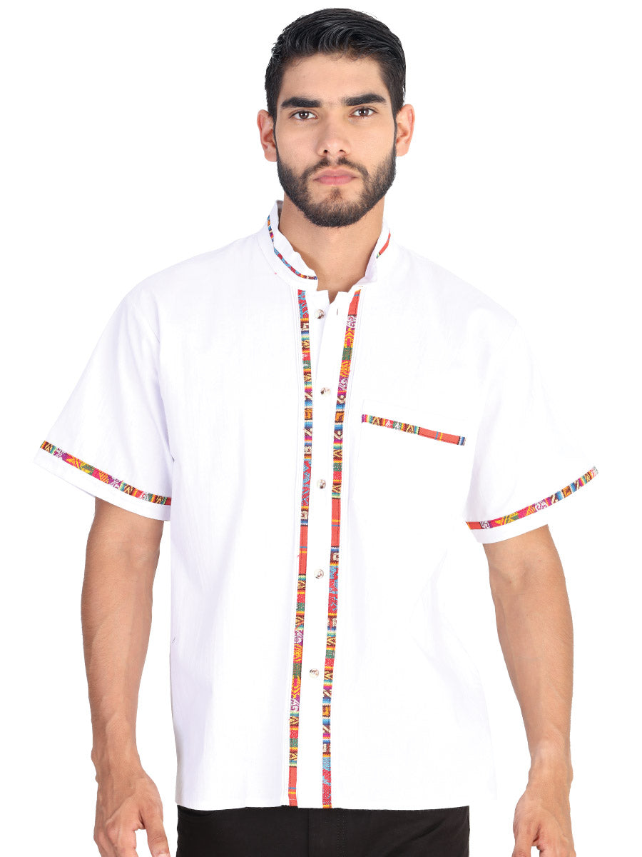 Mexican Guayabera Short Sleve Shirt for Men - 100% Cotton - White 601822