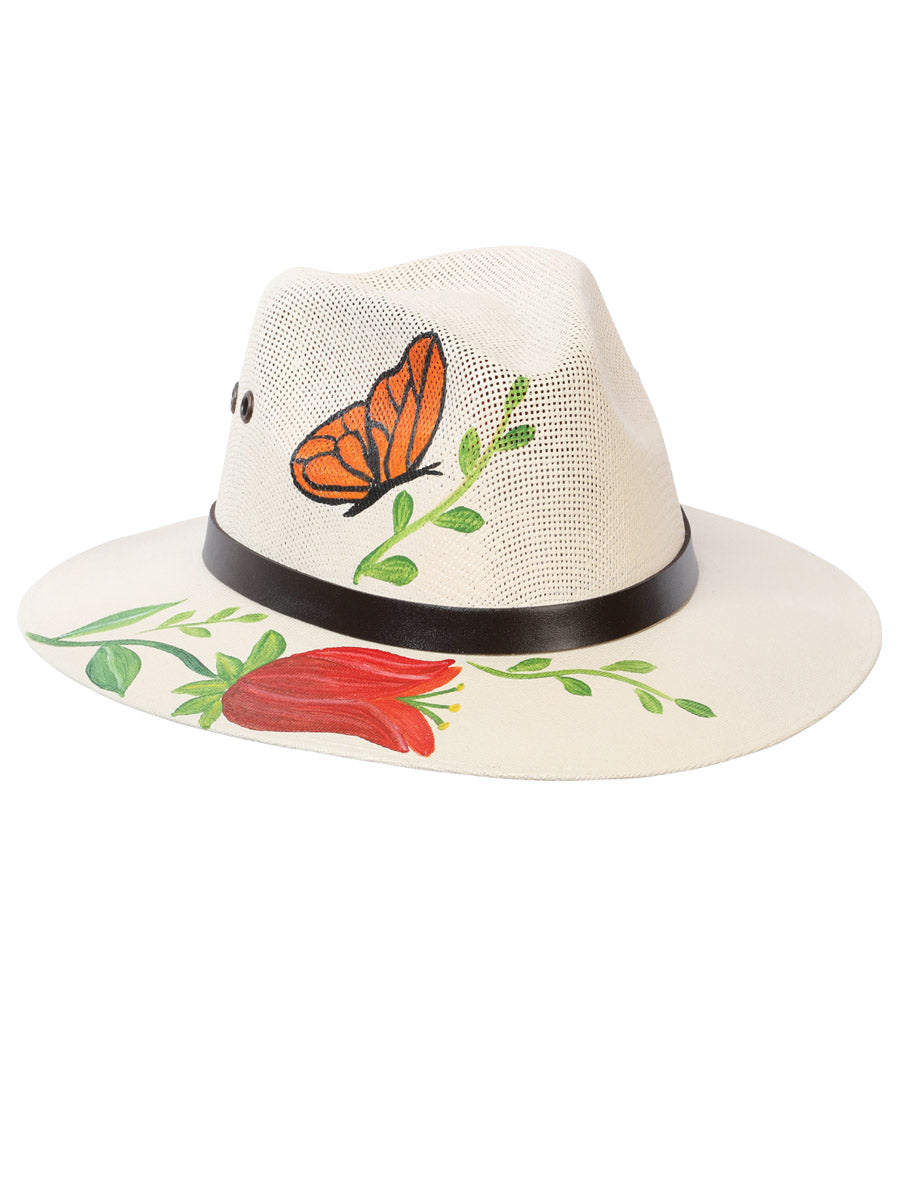 Artisanal Hand Painted Hat %100 Palm Natural 602405