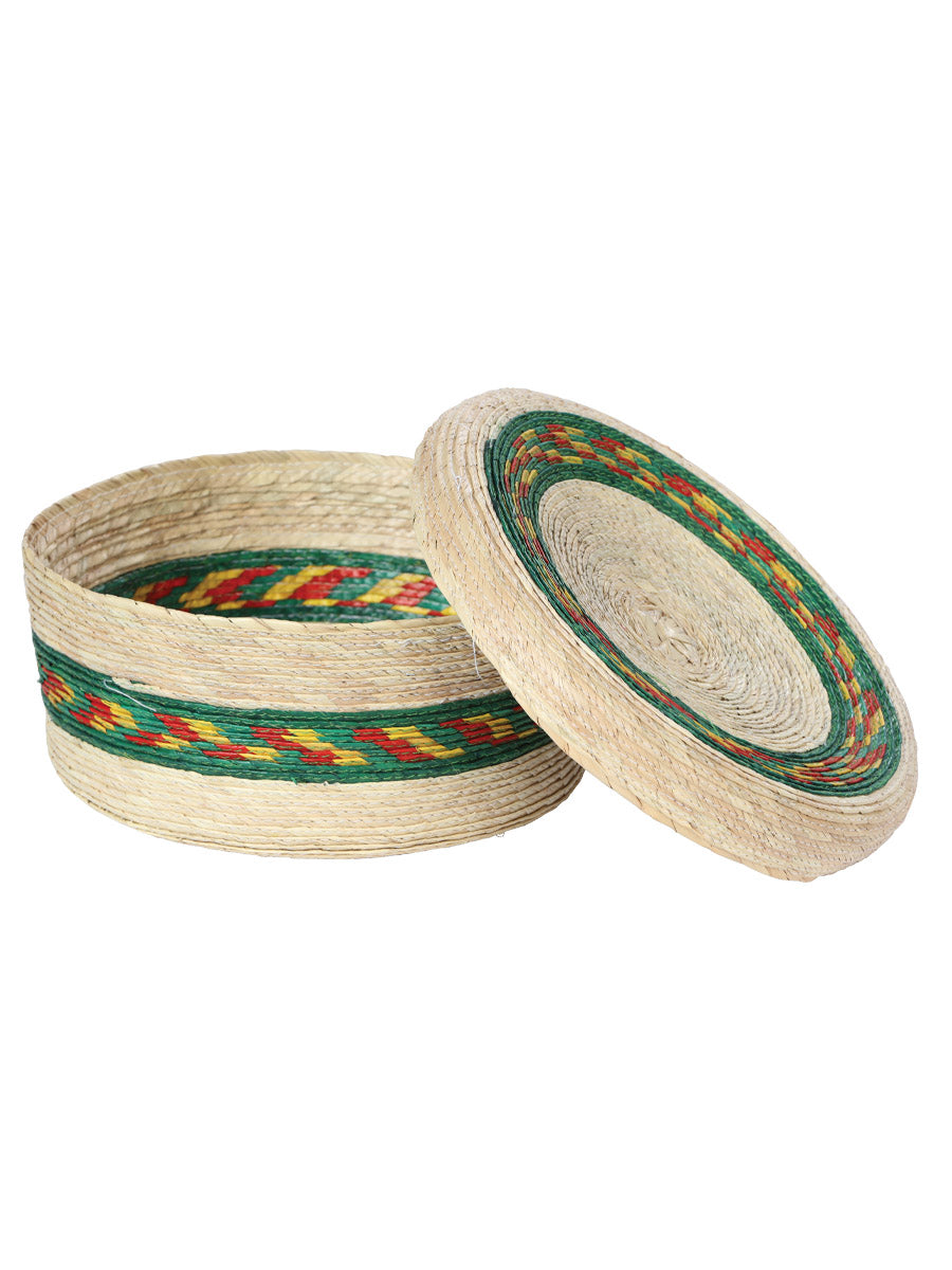 Artisanal Tortilla Warmer Palm Leaf Natural/Green 602931