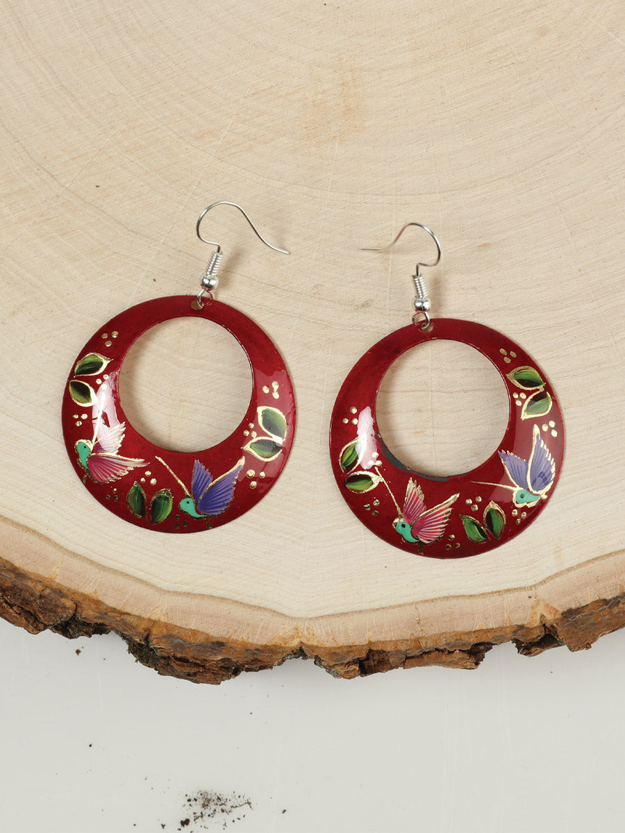Artisanal - Hand-made jewelry - HearringsMonarcaFlor - Mediana - Cobre Red 603446