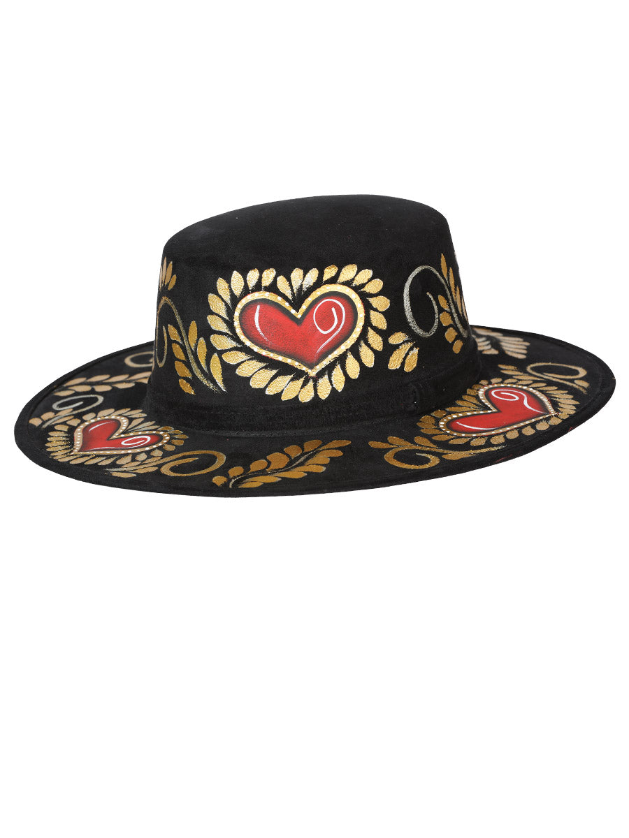 Artisanal Hat - Suede - Red/Golen Heart - Black 603722