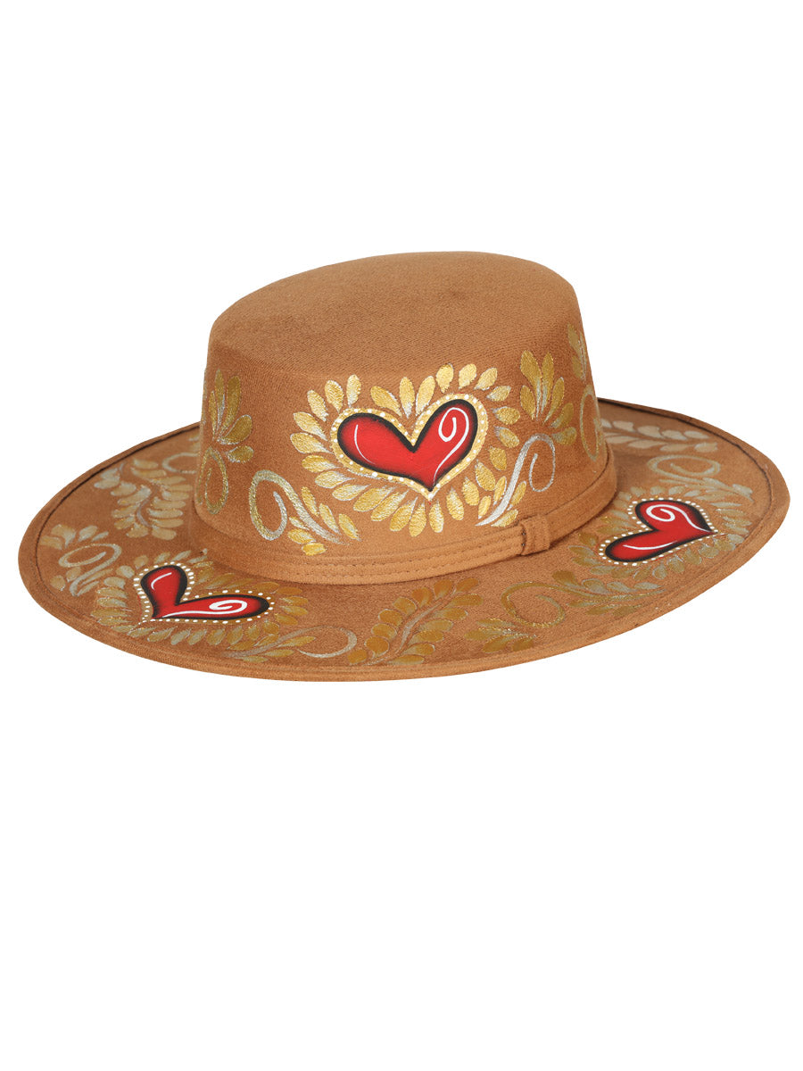 Artisanal Hat - Suede - Red/Golen Heart - Camel 603723