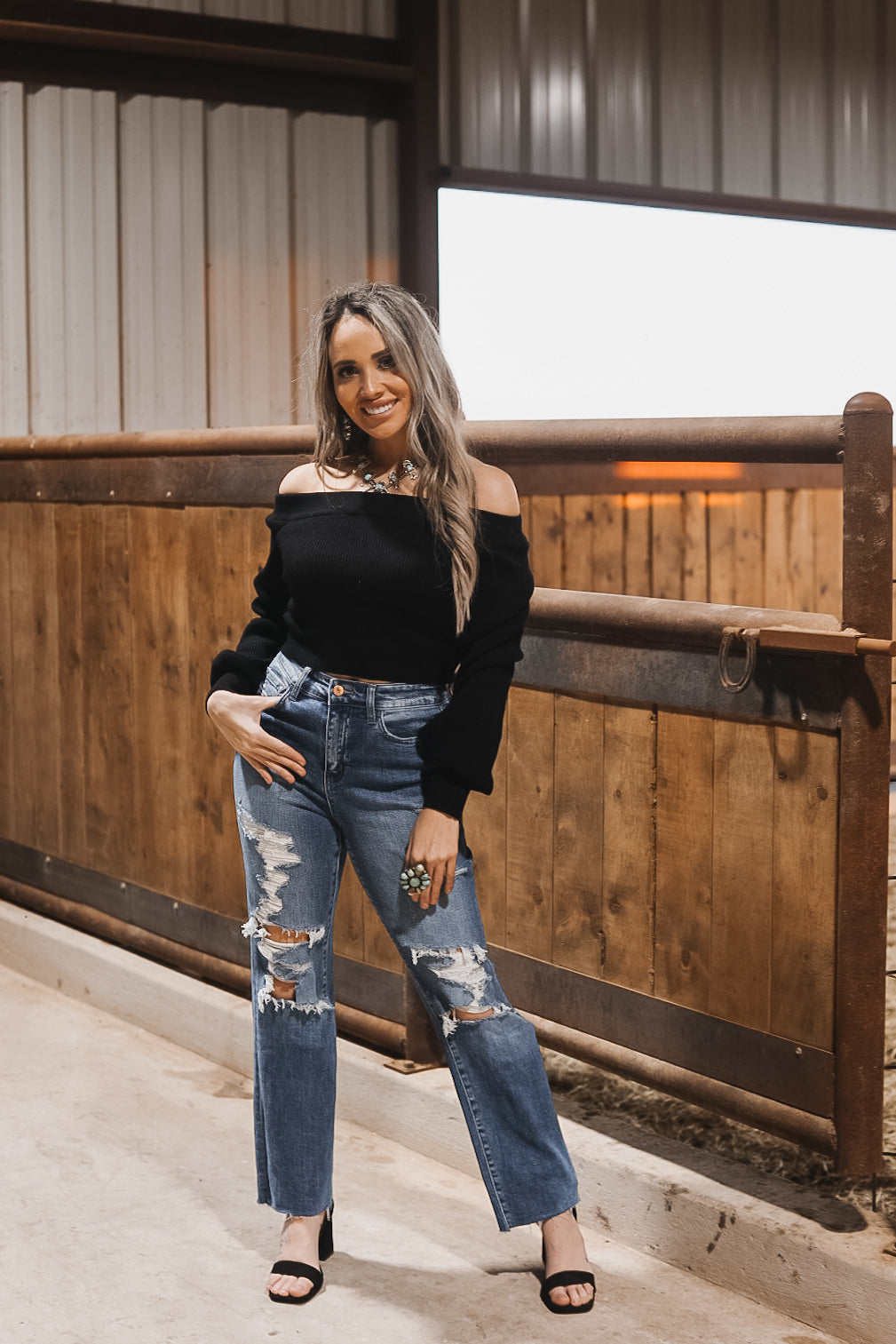 The Off Shoulder Sweater Top - small