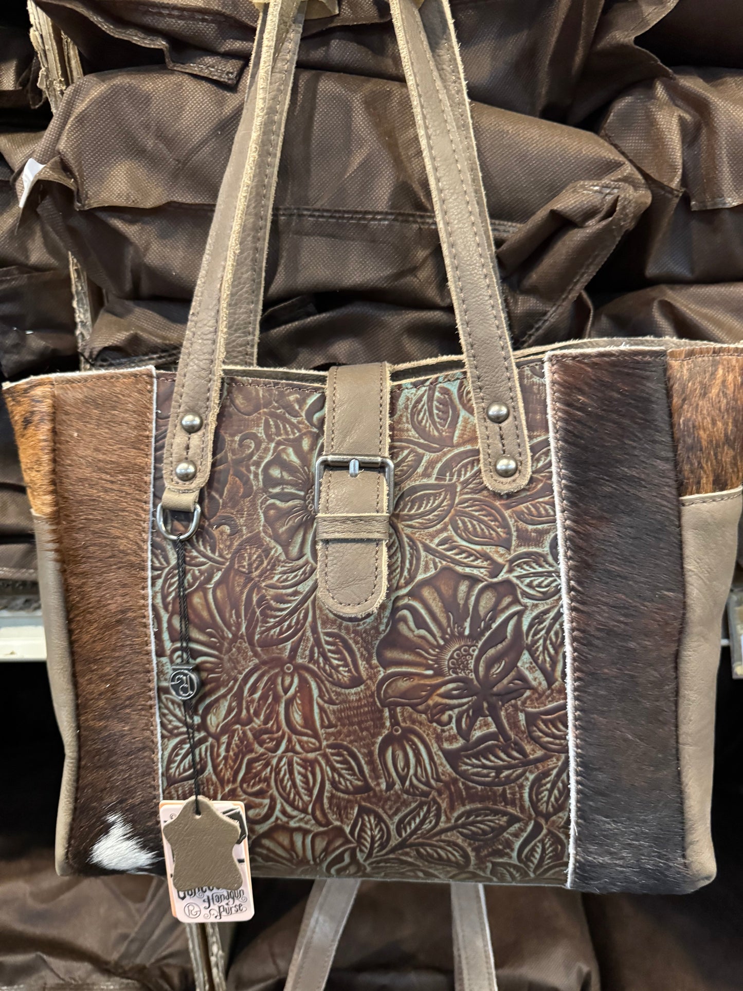BA2824 Buckle Cowhide Handbag