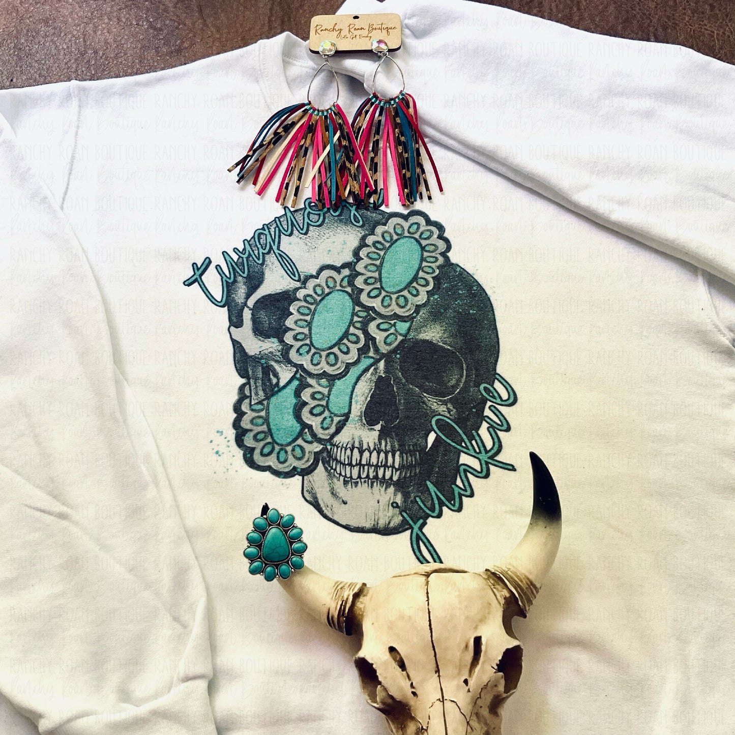 Turquoise Skull Sweatshirt