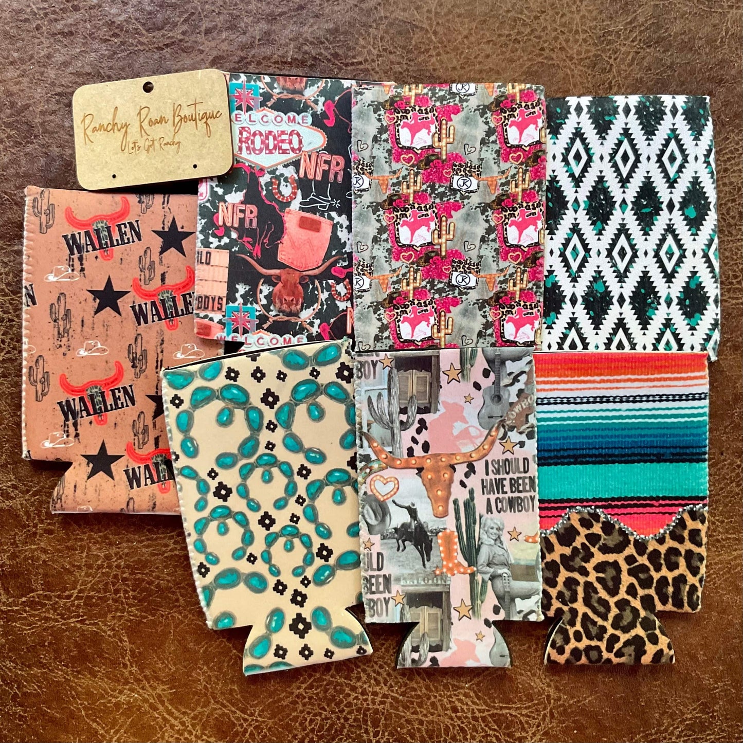 Serape Leopard Print Slim Koozie