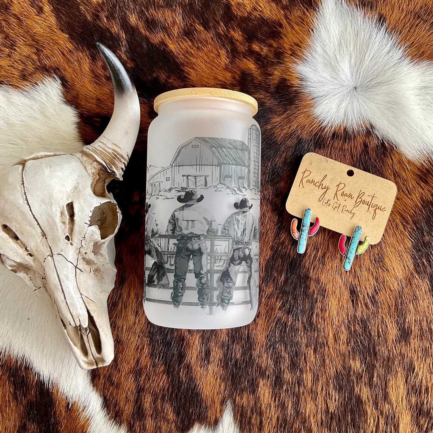 End of the West Frosted Glass 16 oz Western Tumbler
