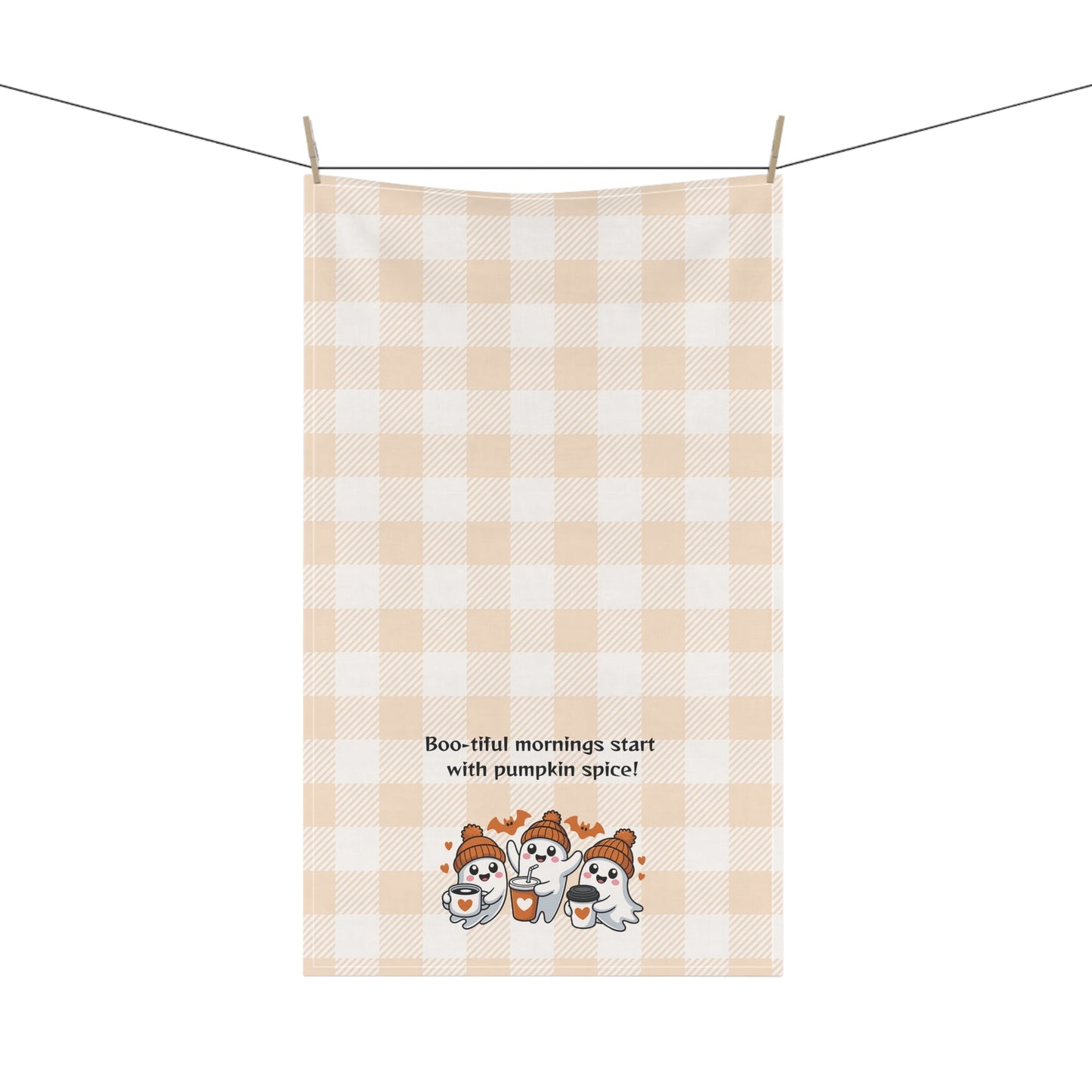 Cozy Fall Tea Towels | "Boo-tiful Mornings with Pumpkin Spice" | Perfect for Autumn, Halloween, Kitchen Decor, Gift Idea