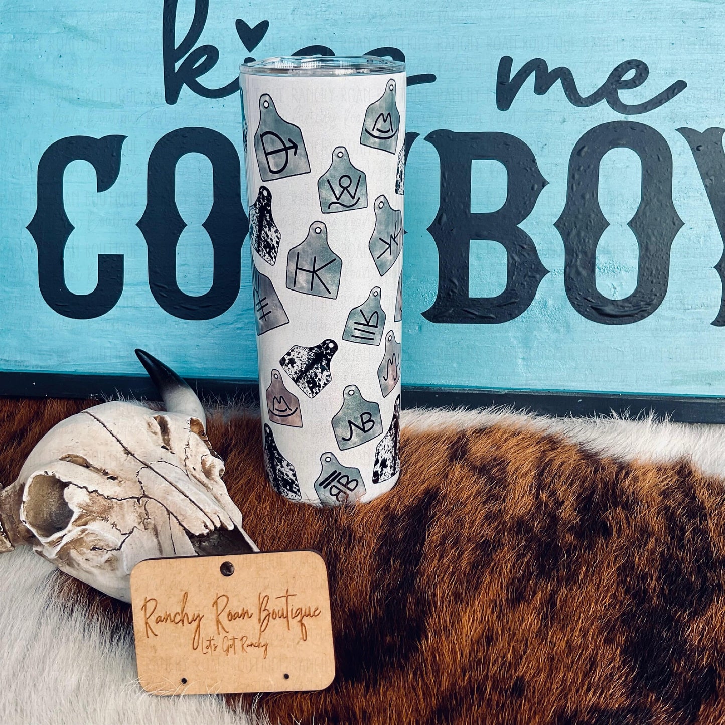 Cowhide Cattle Tag 20oz Skinny Tumbler