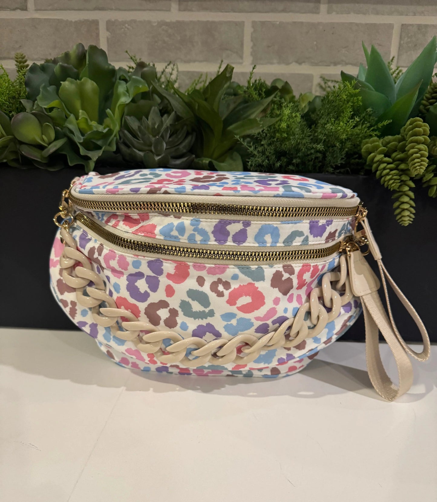 Pastel Cheetah Outlaw Crescent Crossbody Sling Bag