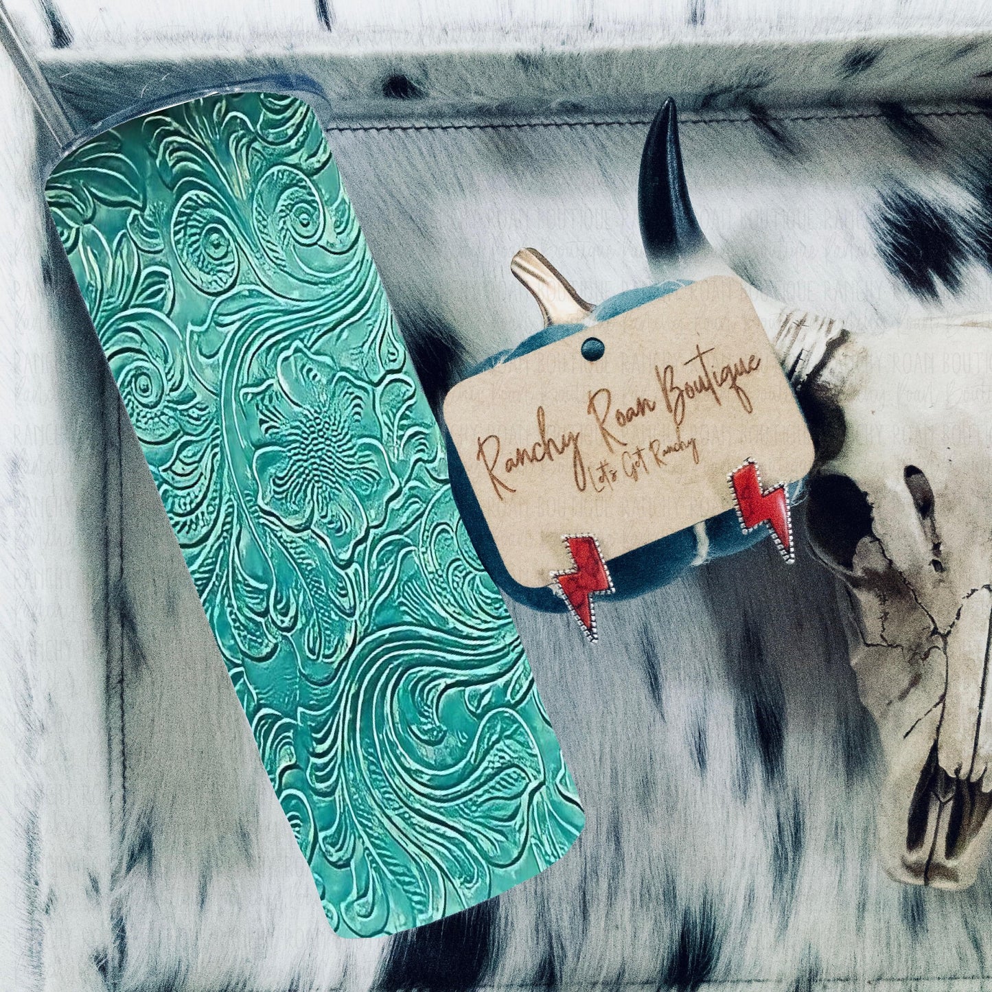Turquoise Tooled Inlay 20oz Skinny Tumbler