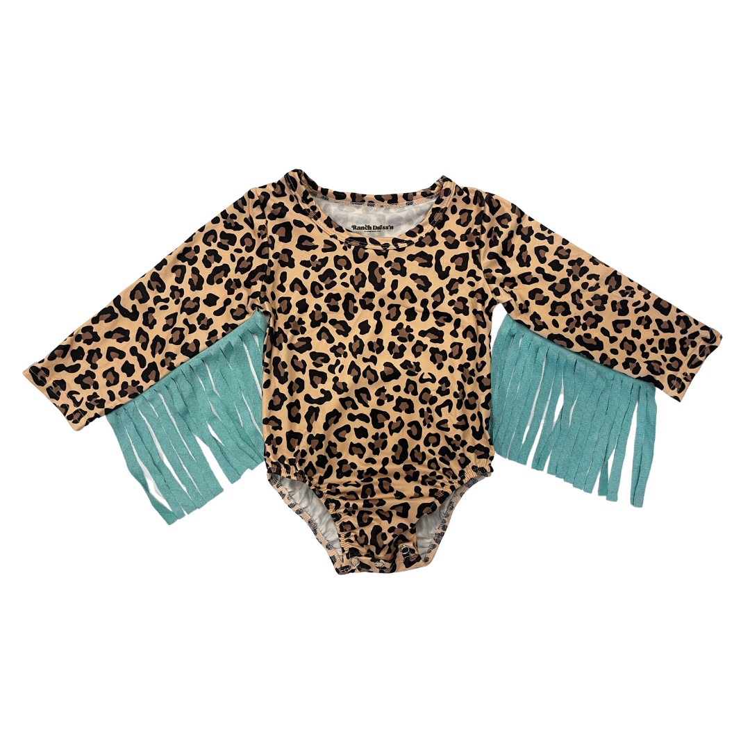 LEOPARD FRINGE INFANT / TODDLER BODYSUIT