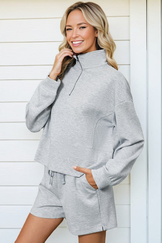 Quarter-Zip Pullover and Shorts Set
