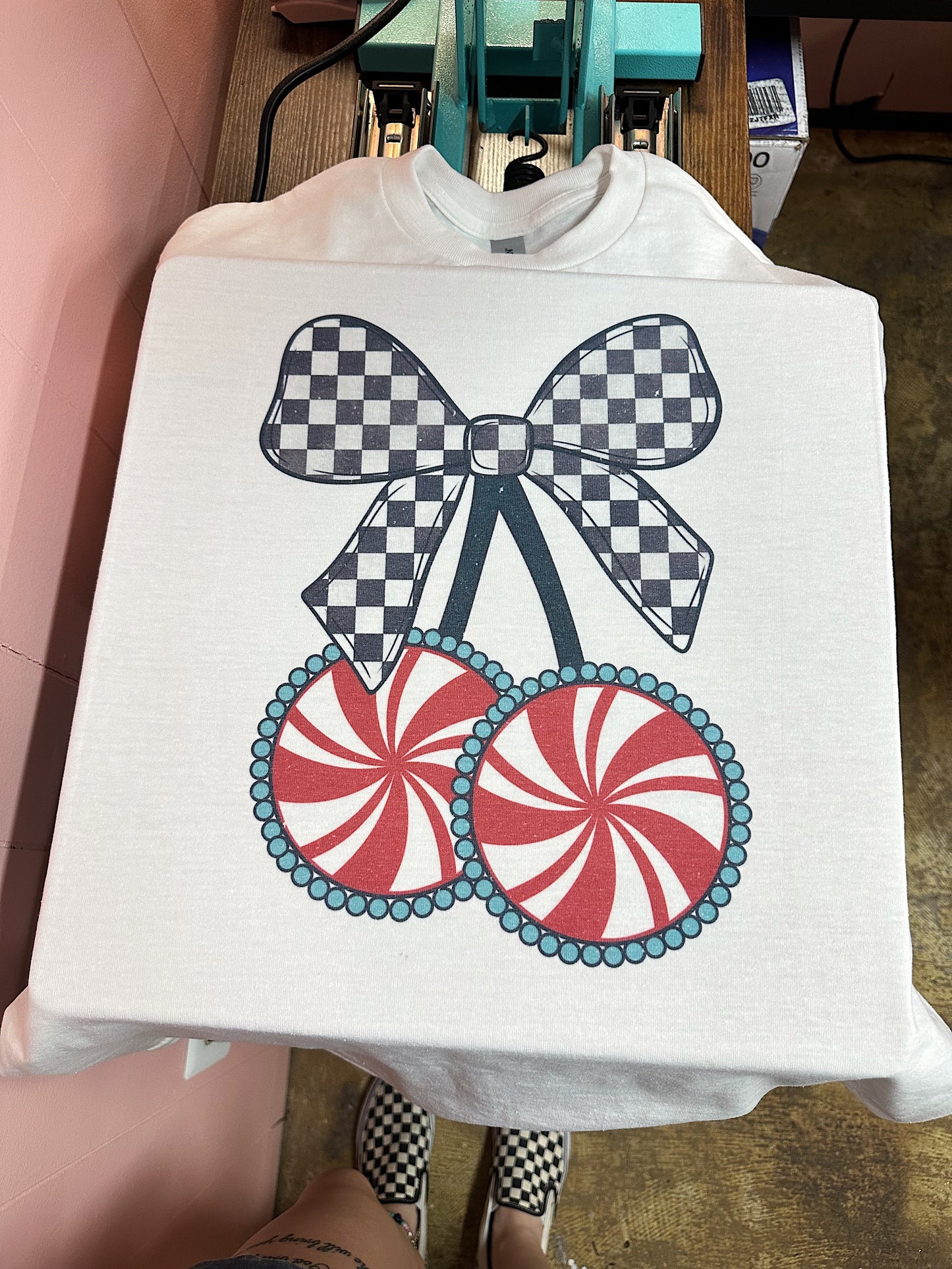Candy Cane Bow TEE or CREWNECK