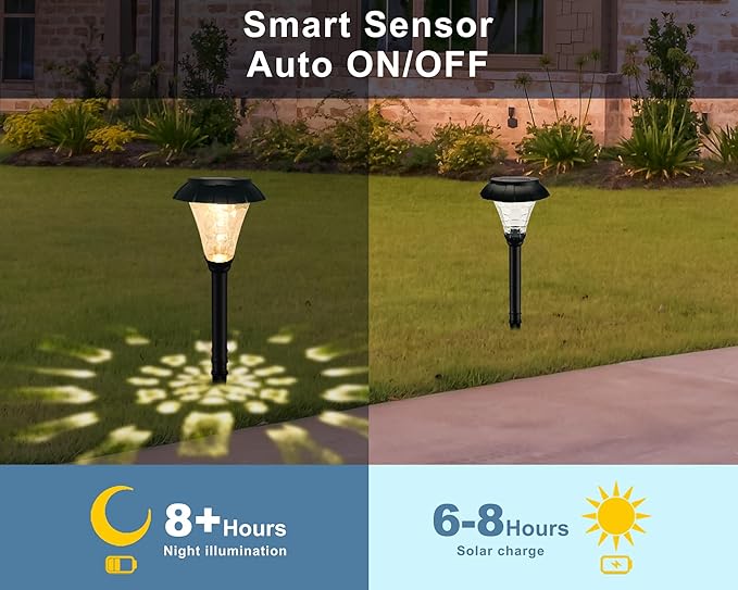 SmartYard Solar Pathway LED Lights -12 Pack (Warm White)