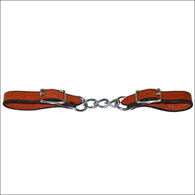 5/8" Hilason Western Horse Leather Curb Strap W/ Nickel Plated mouth Chain