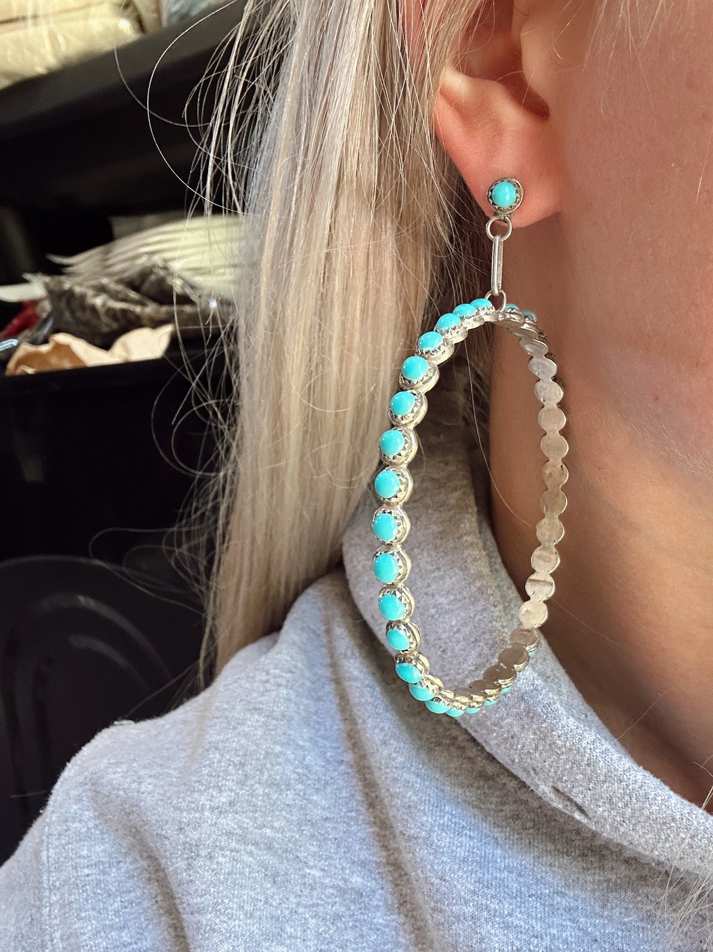 The Turquoise Stone Hoops