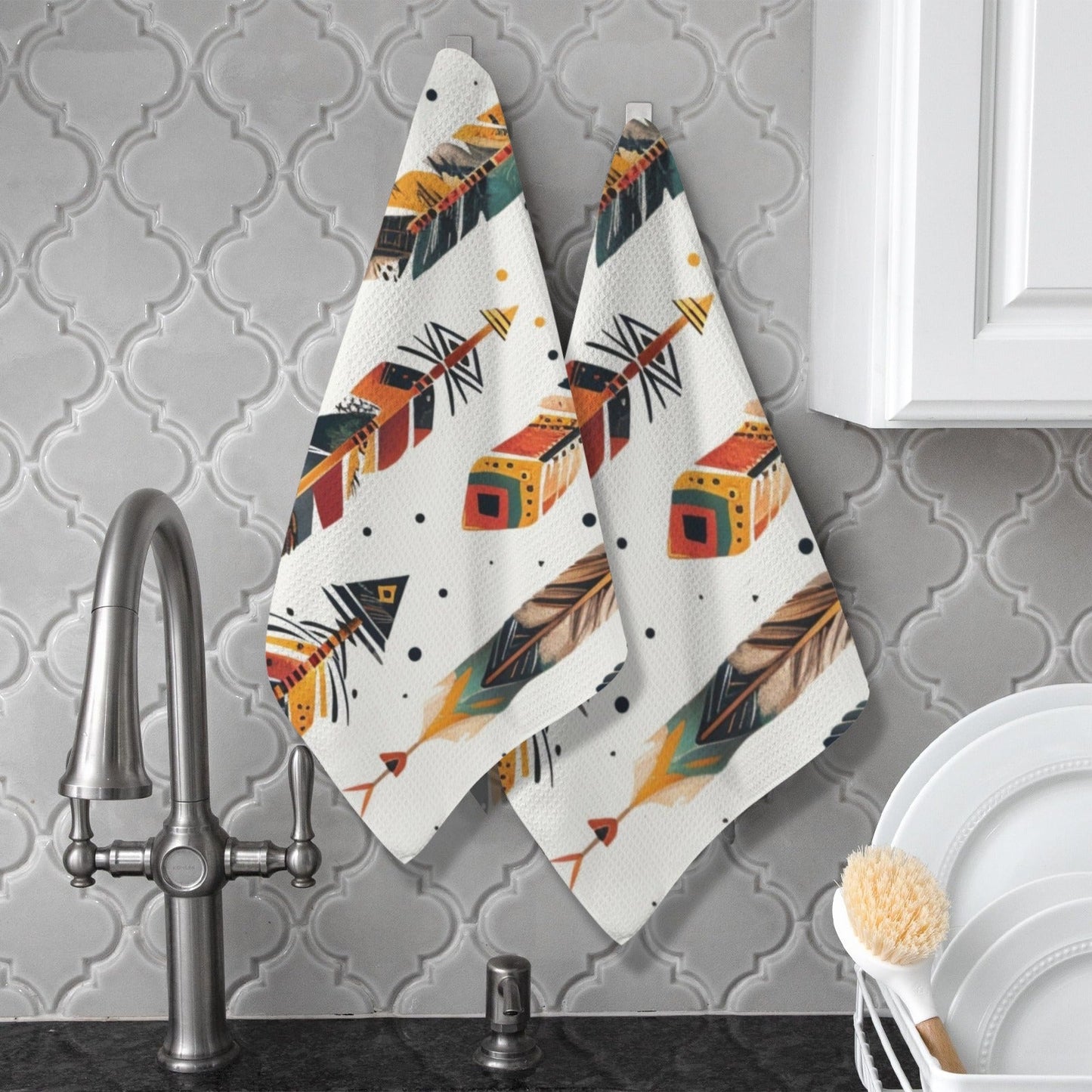 Southwestern Feathers Set of 2 Dish Towels Made in America