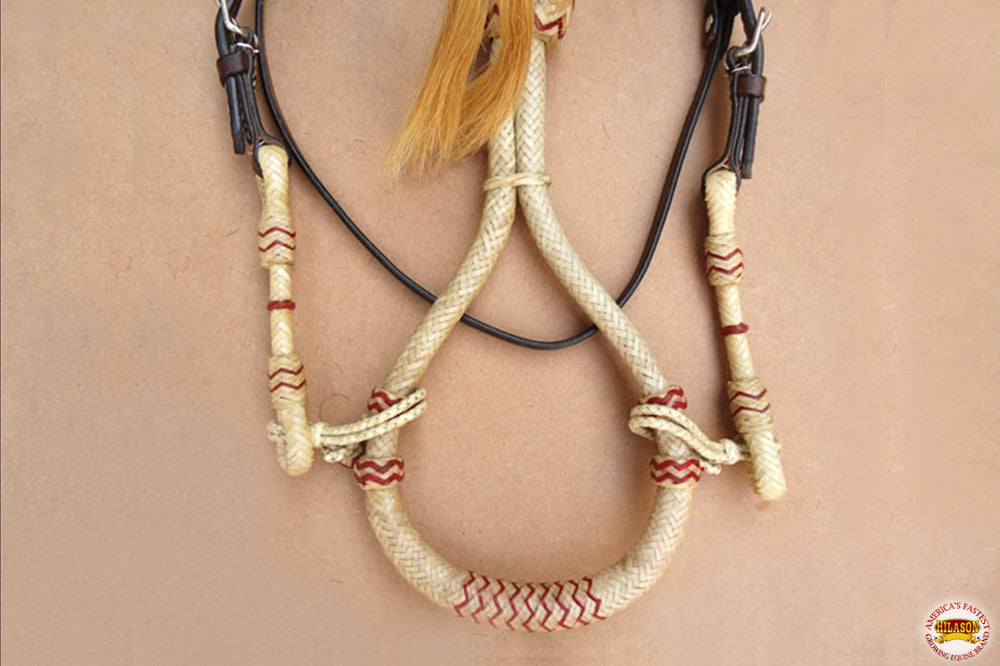 HILASON Western American Leather Bitless Bitfree Headstall Bosal Reins