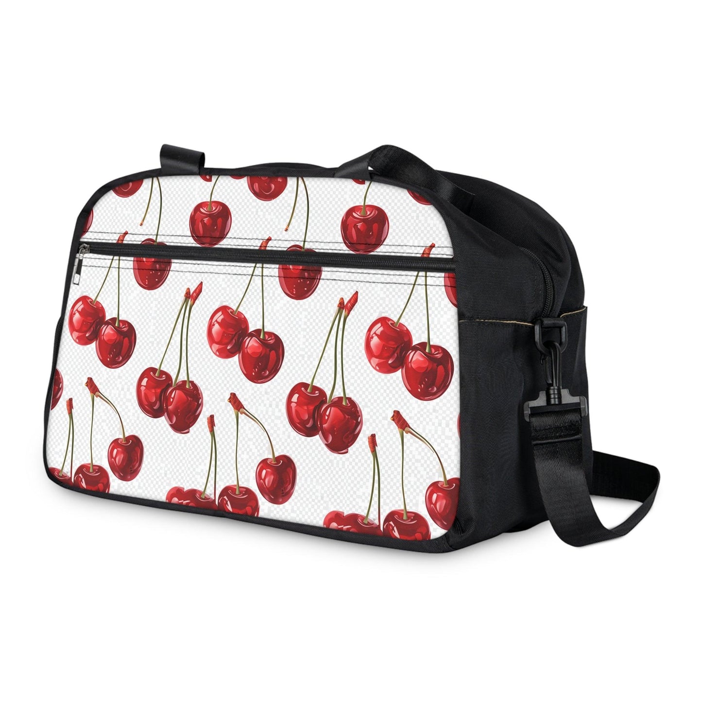 Sweet & Stylish Womens White Cherry Print Fitness Handbag