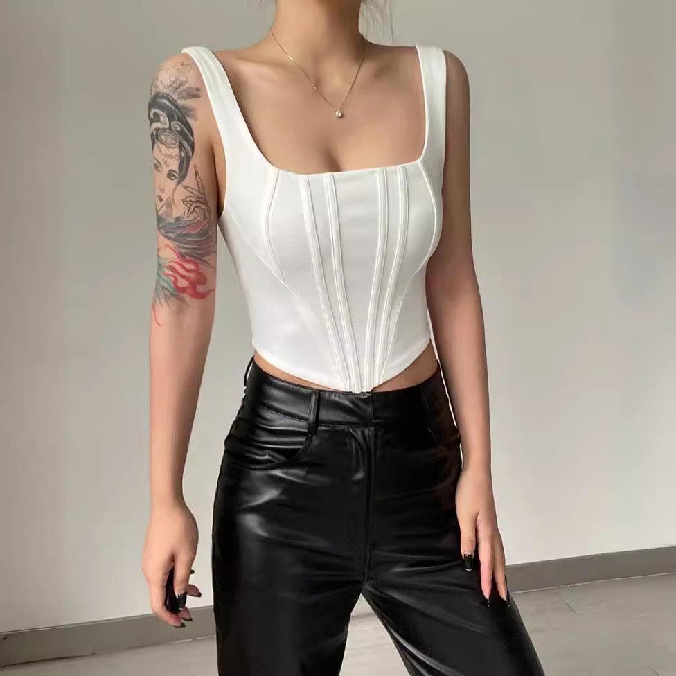 Sizzling Square Collar Low-Cut Vest Top – Sexy Cowgirl Style for the Nightlife