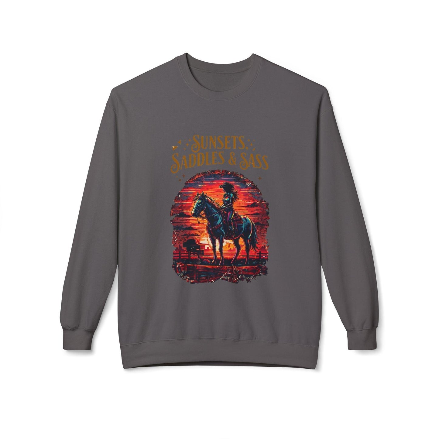 Sunsets Saddles and Sass Softstyle Fleece Crewneck Sweatshirt