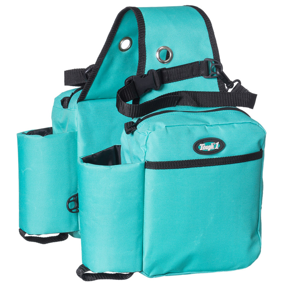 Tough1 Heavy Duty Nylon Saddle Bag With Bottle Holders Turquoise