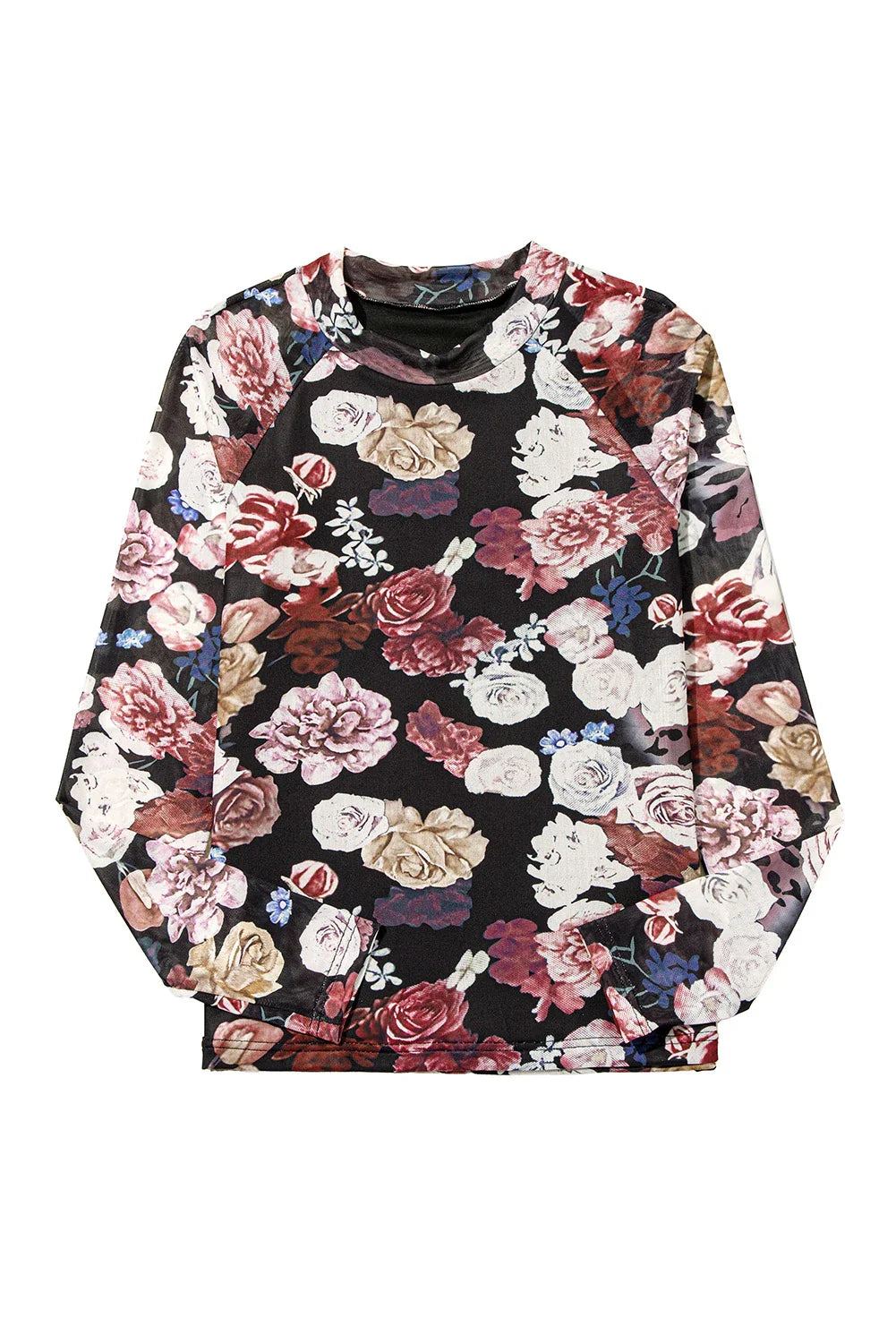 Pink Mesh Floral Long Sleeve Top