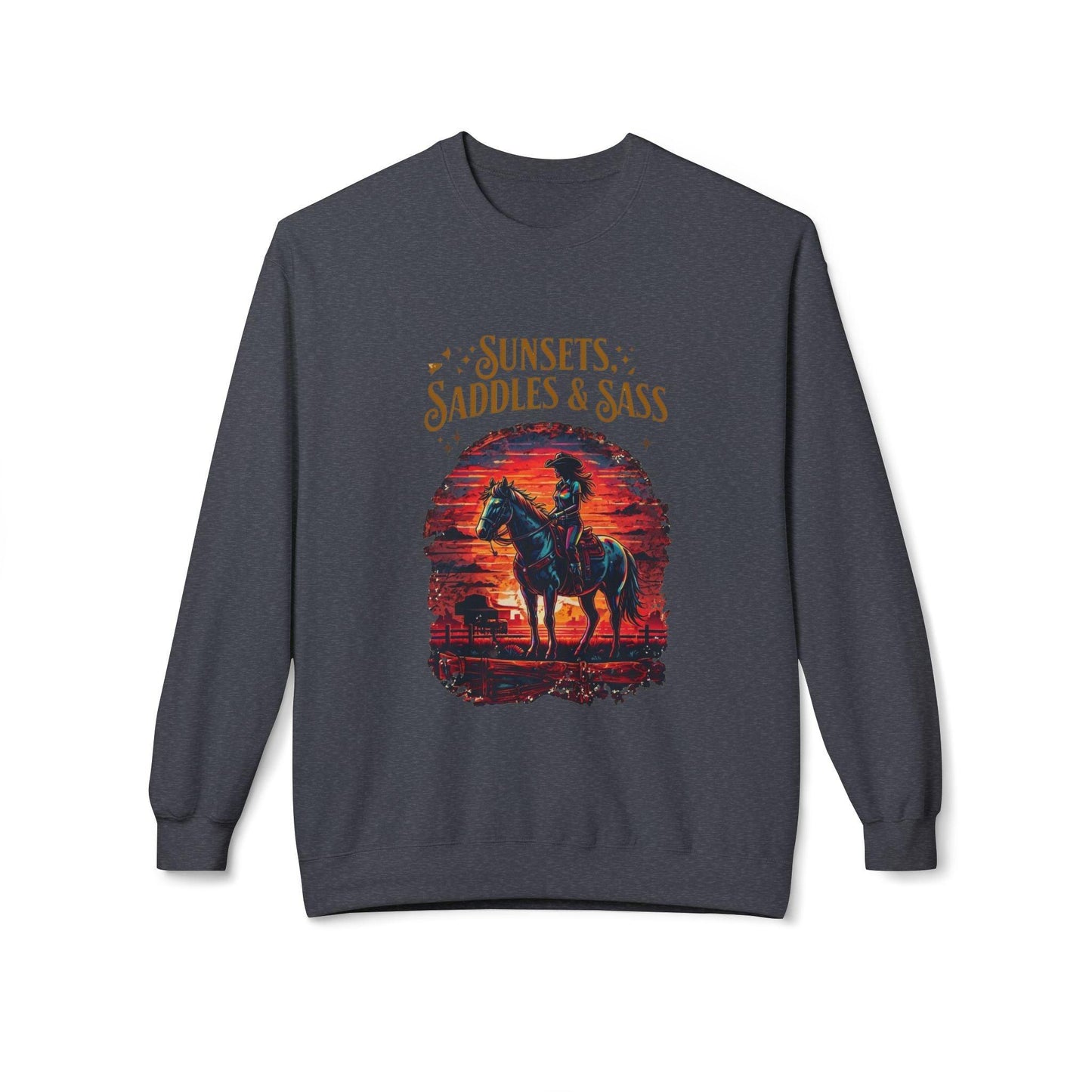 Sunsets Saddles and Sass Softstyle Fleece Crewneck Sweatshirt