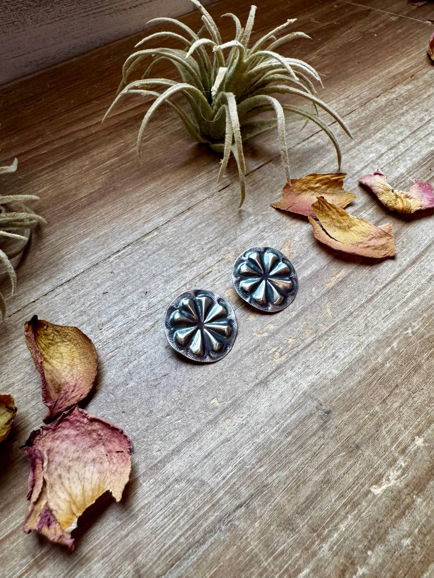 Concho Stud Earrings – Sterling Silver