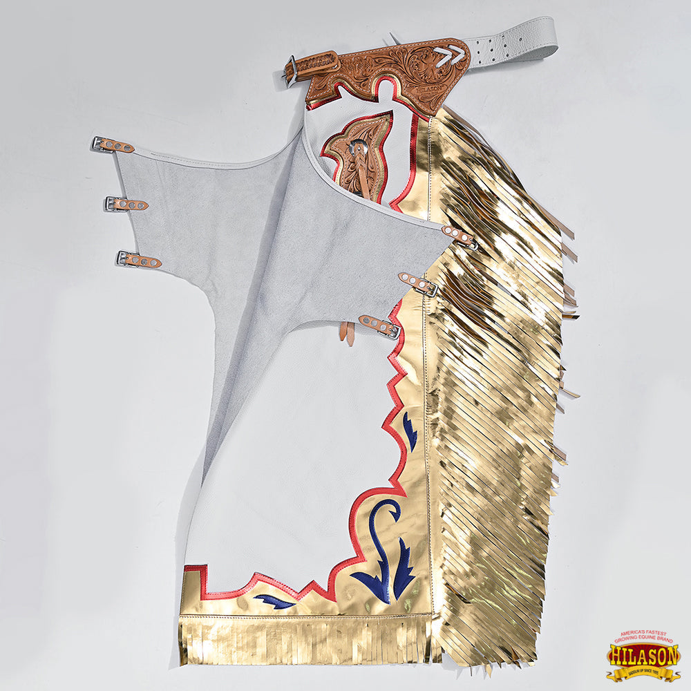 Hilason Handmade Genuine Leather Chaps Adult Handtooled Rodeo Bull Riding