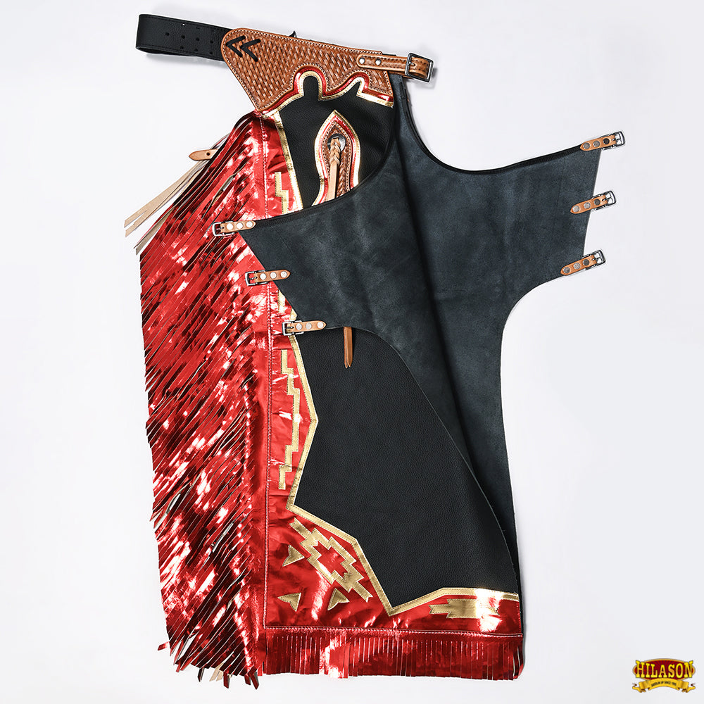 Hilason Handmade Genuine Leather Chaps Adult Handtooled Rodeo Bull Riding