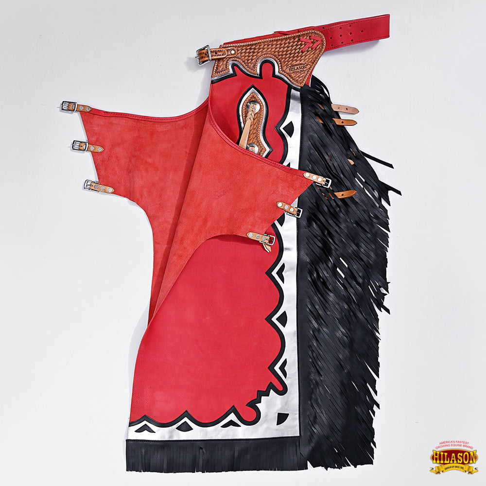 Hilason Handmade Genuine Leather Chaps Adult Handtooled Rodeo Bull Riding