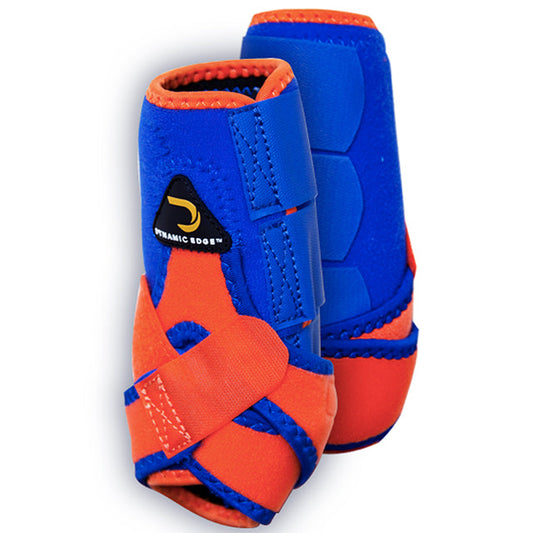 Small Dynamic Edge 2 Tone Horse Front Leg Sports Boots Pair Royal Orange