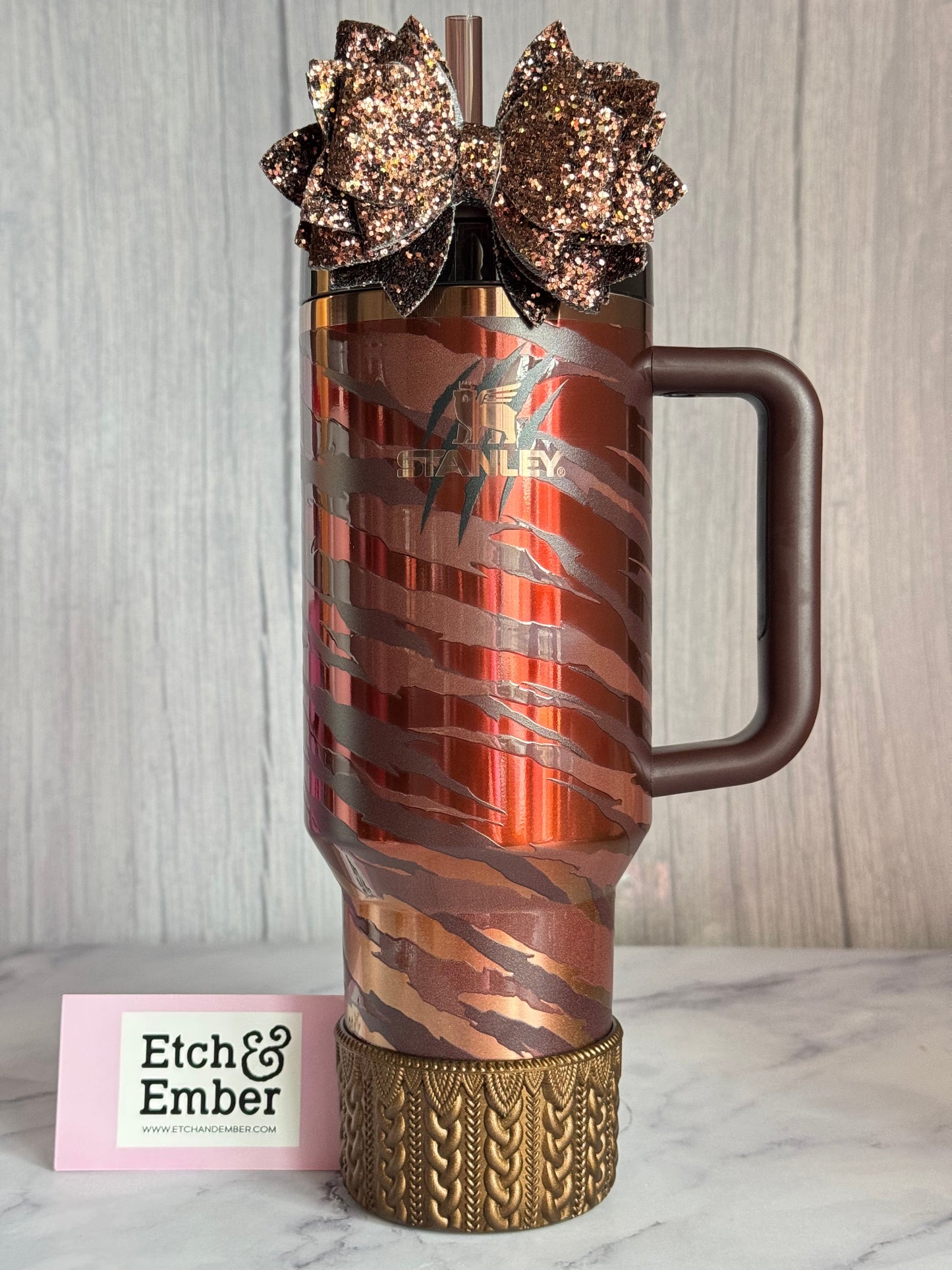 Deep Bronze Metallic MACRAME Tumbler Boot