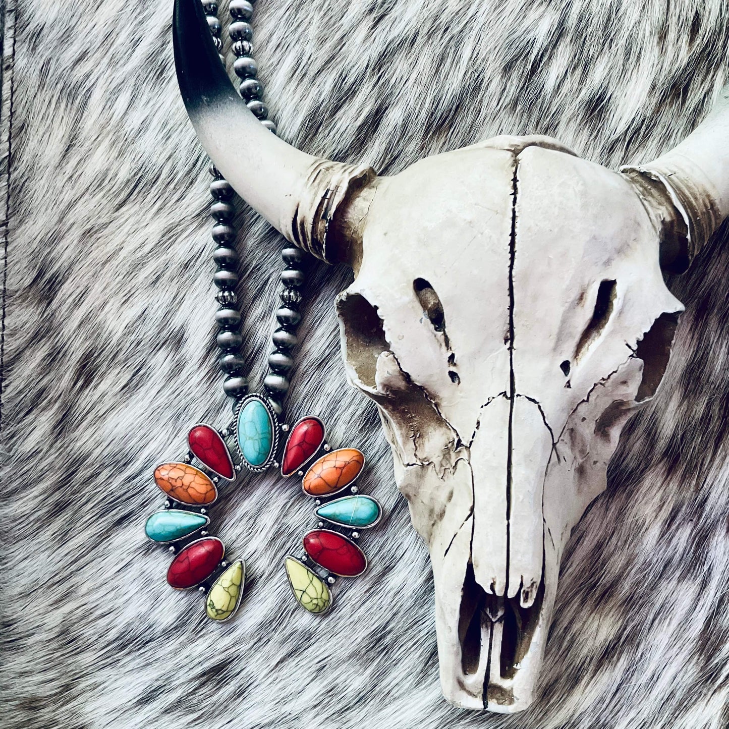 Squash Blossom with Navajo Style Beads Necklace