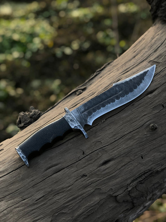 Best Bowie Knife – 13" Handmade Damascus Steel Blade with Resin Horn Handle & Leather Sheath